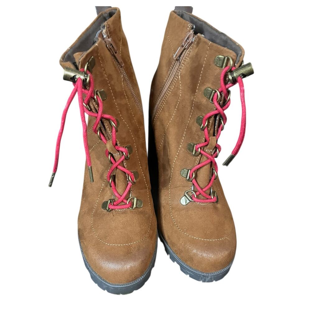 Qupid Faux Suede and Leather Combat Boots Size 8